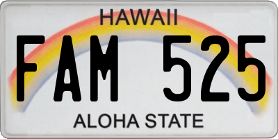 HI license plate FAM525