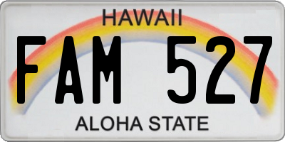 HI license plate FAM527