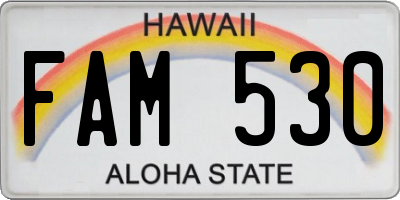 HI license plate FAM530