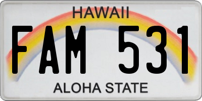 HI license plate FAM531
