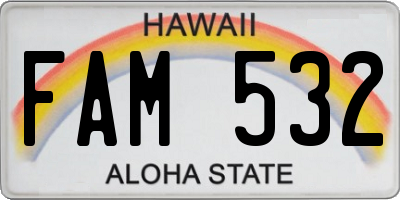 HI license plate FAM532