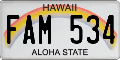 HI license plate FAM534