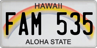 HI license plate FAM535