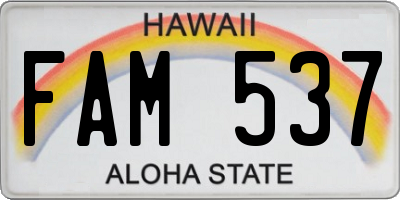 HI license plate FAM537