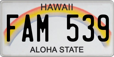 HI license plate FAM539