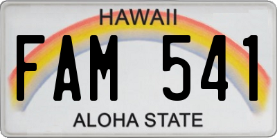 HI license plate FAM541