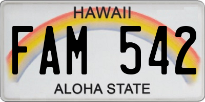 HI license plate FAM542