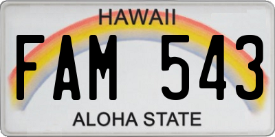 HI license plate FAM543