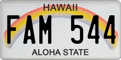 HI license plate FAM544