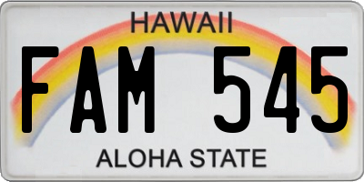 HI license plate FAM545