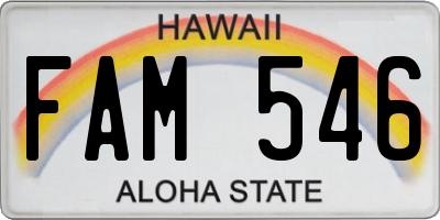 HI license plate FAM546