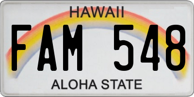 HI license plate FAM548