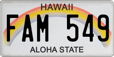 HI license plate FAM549