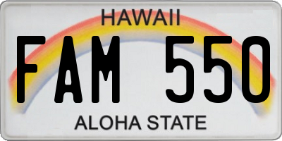 HI license plate FAM550