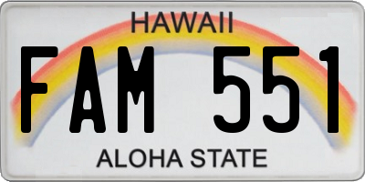 HI license plate FAM551
