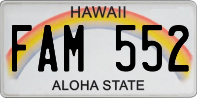 HI license plate FAM552