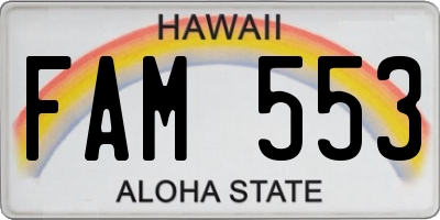HI license plate FAM553