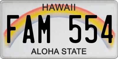 HI license plate FAM554