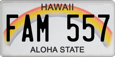 HI license plate FAM557