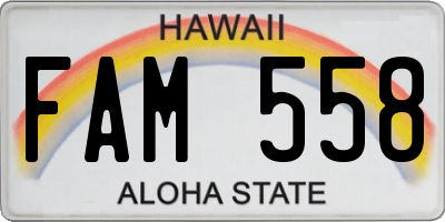 HI license plate FAM558