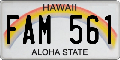HI license plate FAM561