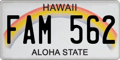 HI license plate FAM562
