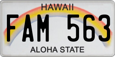 HI license plate FAM563