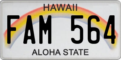 HI license plate FAM564