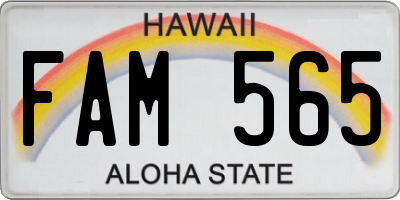 HI license plate FAM565