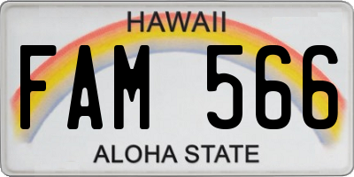 HI license plate FAM566
