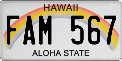 HI license plate FAM567