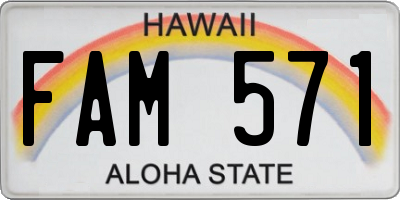 HI license plate FAM571