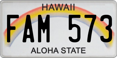 HI license plate FAM573