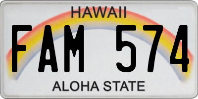 HI license plate FAM574