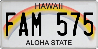 HI license plate FAM575