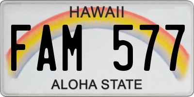 HI license plate FAM577