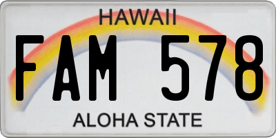 HI license plate FAM578