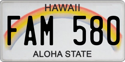 HI license plate FAM580