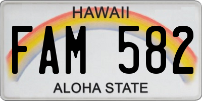 HI license plate FAM582
