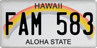 HI license plate FAM583