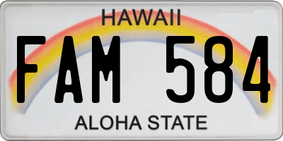 HI license plate FAM584