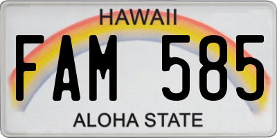 HI license plate FAM585