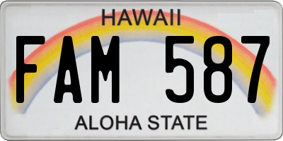 HI license plate FAM587