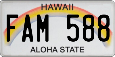 HI license plate FAM588