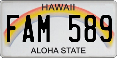 HI license plate FAM589