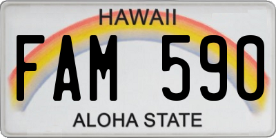 HI license plate FAM590