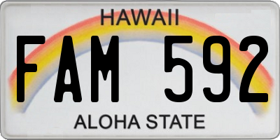HI license plate FAM592