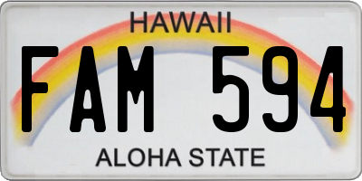HI license plate FAM594