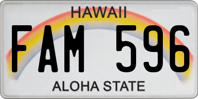 HI license plate FAM596