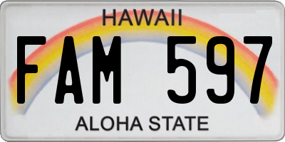 HI license plate FAM597